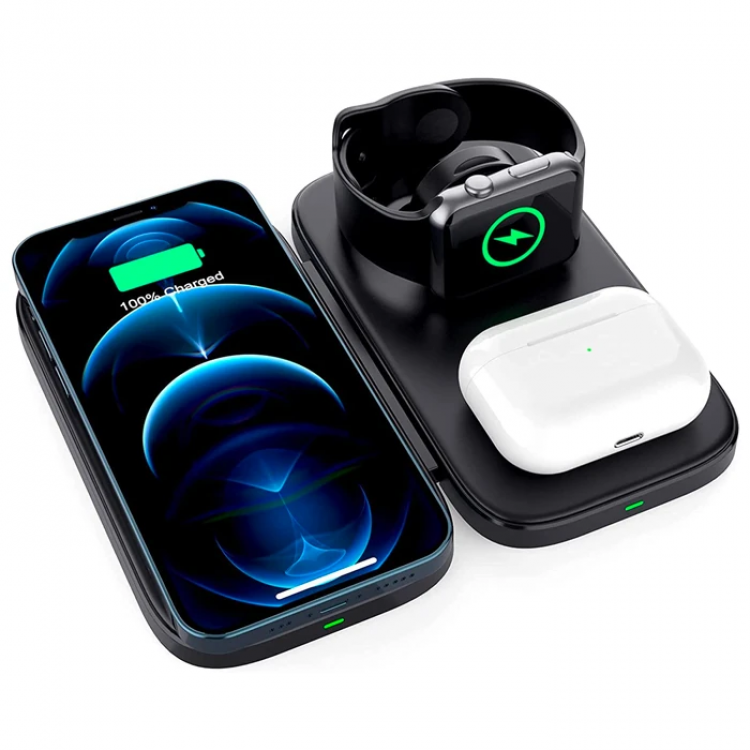 ALLY W66 15W 3 in1 Android + iPhonePortable Mini Wireless Fast Charging Stand-(5775)