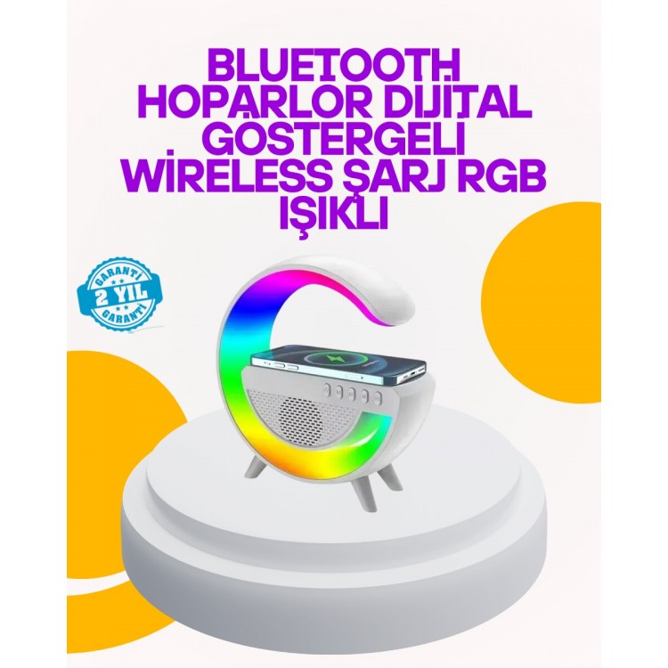 Renkli Işıklı 15W Kablosuz Şarjlı Masa Lambası