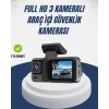 Üç kameralı araç kamerası, araç güvenliğini üst seviyeye taşımak isteyen kullanıcılar için ideal bir sistemdir. Ön, arka ve iç kameralar aynı anda çalışarak aracın her açıdan kayıt altında olmasını sağlar. Full HD ön kamera, yol görüntülerini yüksek netli