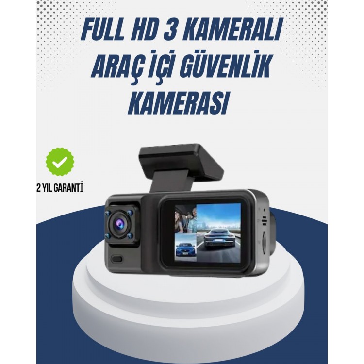 1080P Triple Camera Dash Cam Wi-Fi SupportedParking Mode and G-Sensor
