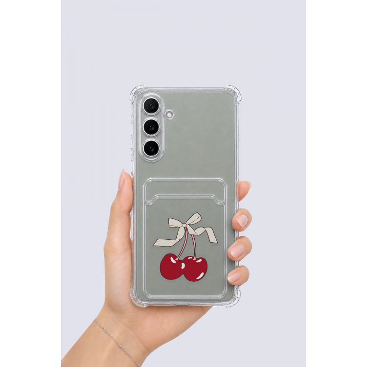 Samsung Galaxy A54 Kartlıklı Kiraz Desenli Kılıf