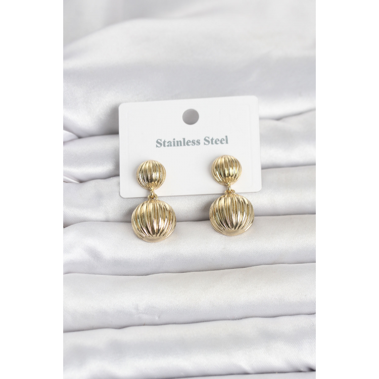 316L Çelik Gold Renk Vintage Model Kadın Küpe 5886