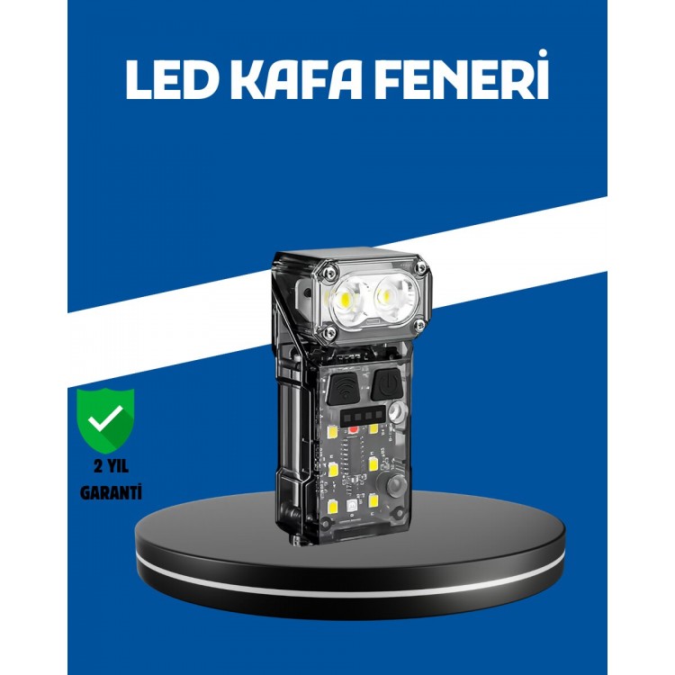 Şarjlı LED Kafa Lambası Manyetik Klipsli El Sensörlü Çok Fonksiyonlu
