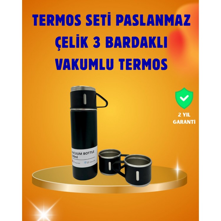 500 ml Heat Protected Steel Thermos and CupSet | Stylish and Practical with Silicone Base
