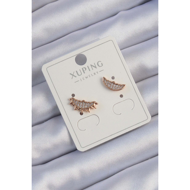 Xuping Rose Renk Zirkon Taşlı Ay ve Güneş Tasarımlı Küpe 5886