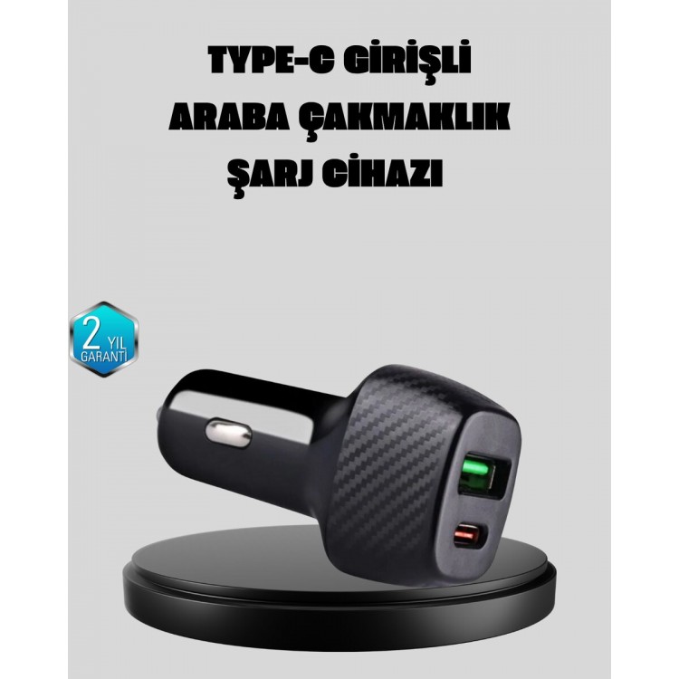 PD Supported 38W Vehicle Charging Head Type-C+ USB Dual Output Fast Charging