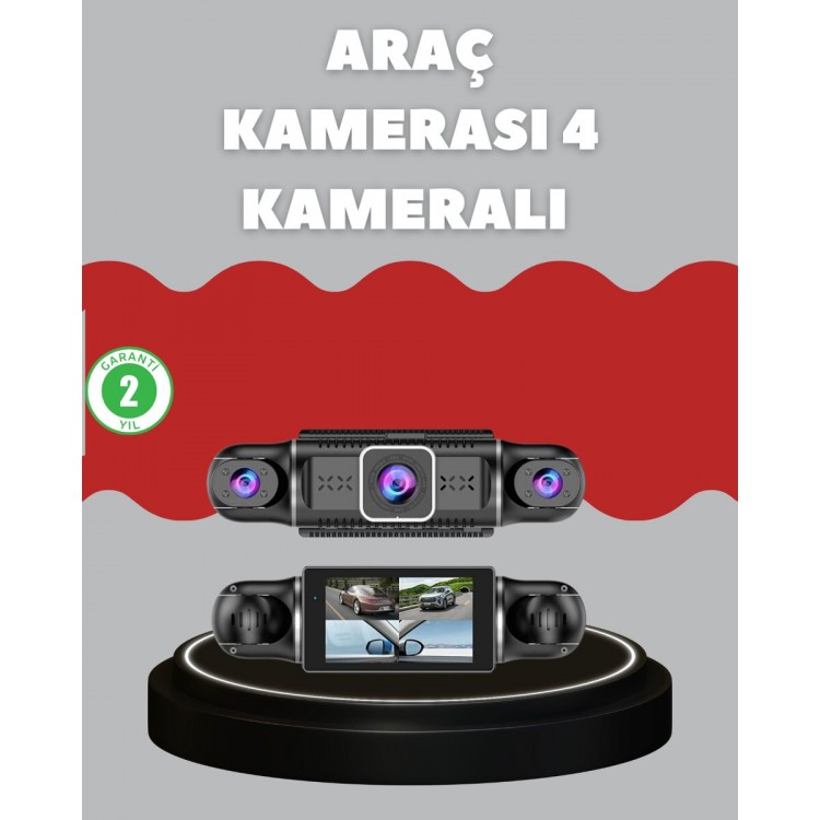 4 Kameralı Araç Kayıt Cihazı Full HD Park İzleme Gece Görüş