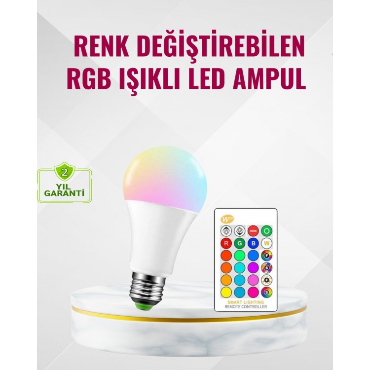 RGB Uzaktan Kumandalı LED Ampul 16 Renk Dekoratif Aydınlatma
