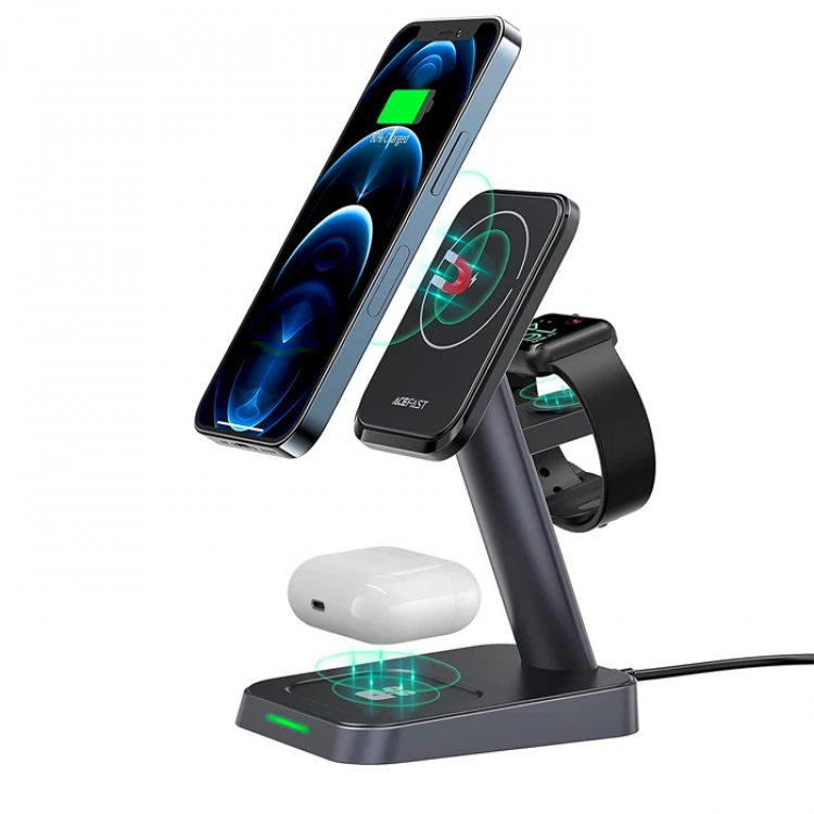 ALLY W68 15W 3in1 Magnetic and Foldable PortableDesktop Wireless Charging Stand-(5775)