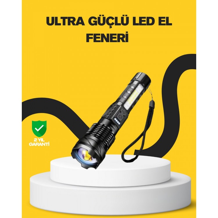 Güçlü LED El Feneri Şarj Edilebilir Çok Modlu