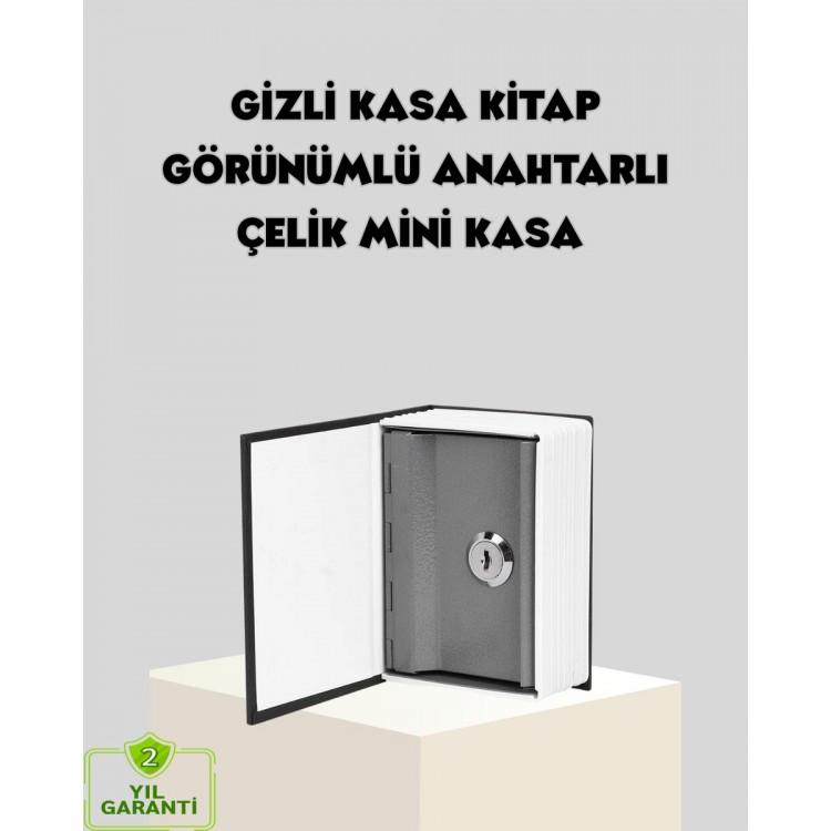 Sözlük Görünümlü Gizli Kitap Kasa – Anahtarlı Metal İç Kasa Kompakt Boyut Şık ve Güvenli Tasarım