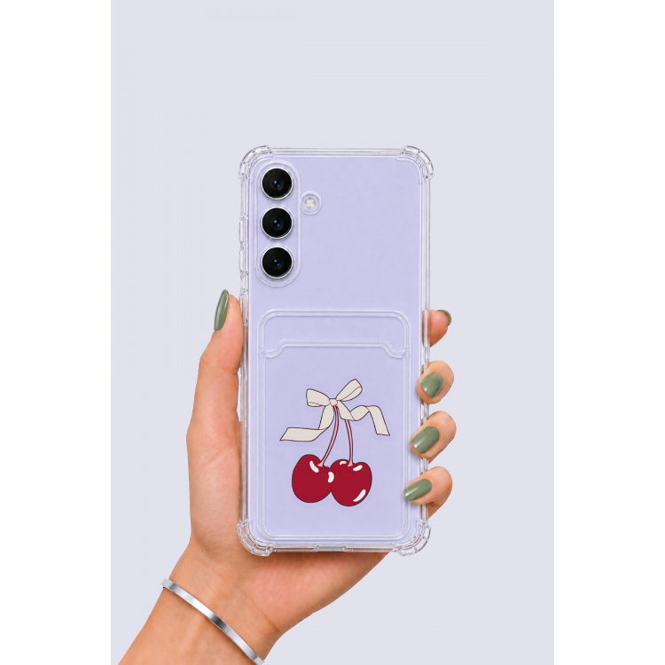 Samsung Galaxy S25 FE Kartlıklı Kiraz Desenli Kılıf