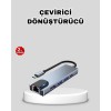 Type-C Çoklu Dönüştürücü – Alüminyum Gövde Hızlı Veri Aktarımı ve Şarj Desteği