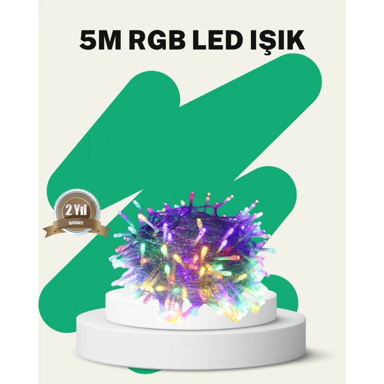 50’li LED Şeffaf Kablolu 5 m Aydınlatma Işık Süsleme Led