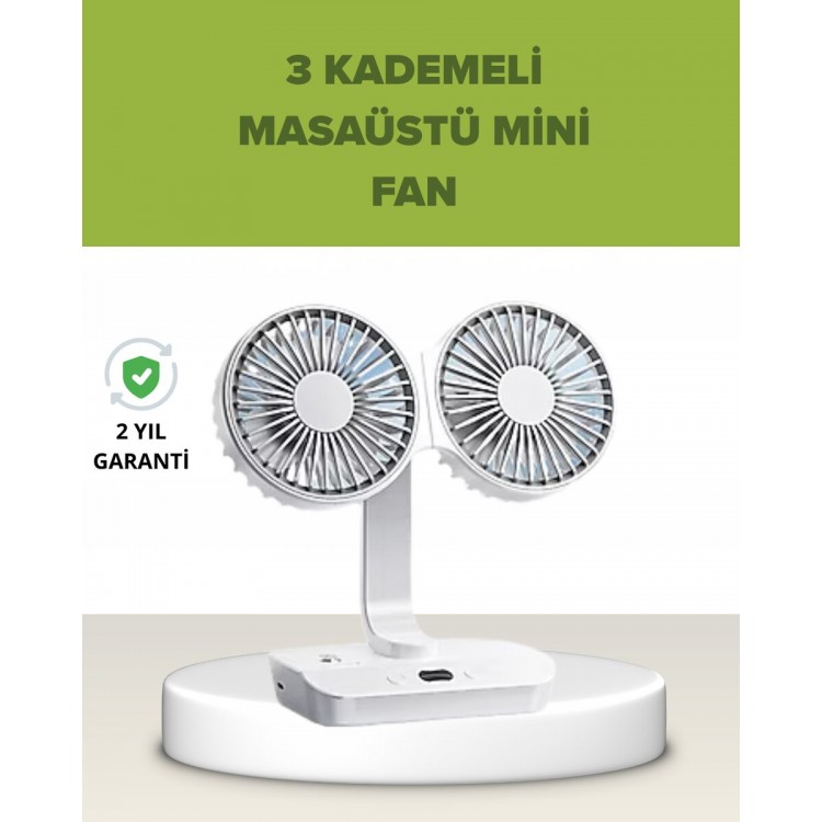 Couple Head Desktop and Wall Mounted Silent USB RechargeableFan