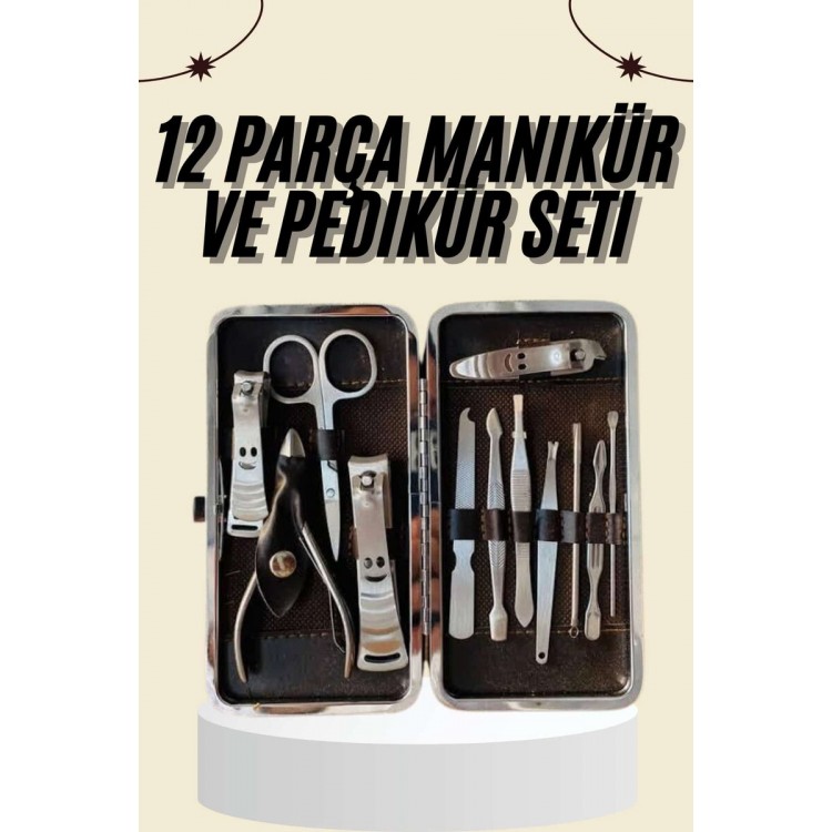 Tırnak Bakımı Tırnak Makası Profesyonel 12 Parça El Ayak Manikür Pedikür Seti