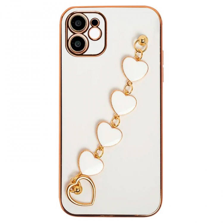 Ally iPhone 12 6.1inch Case Heart BraceletLuxury Silicone Strap Case with Holder-(5775)
