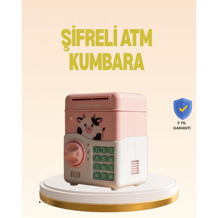 Çocuklar İçin Pembe ATM Görünümlü Elektronik Kumbara