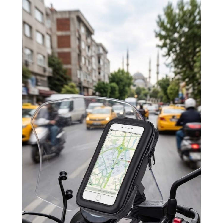 Su Geçirmez Motosiklet Telefon Tutucu Evrensel Gidon Montaj Navigasyon Standı