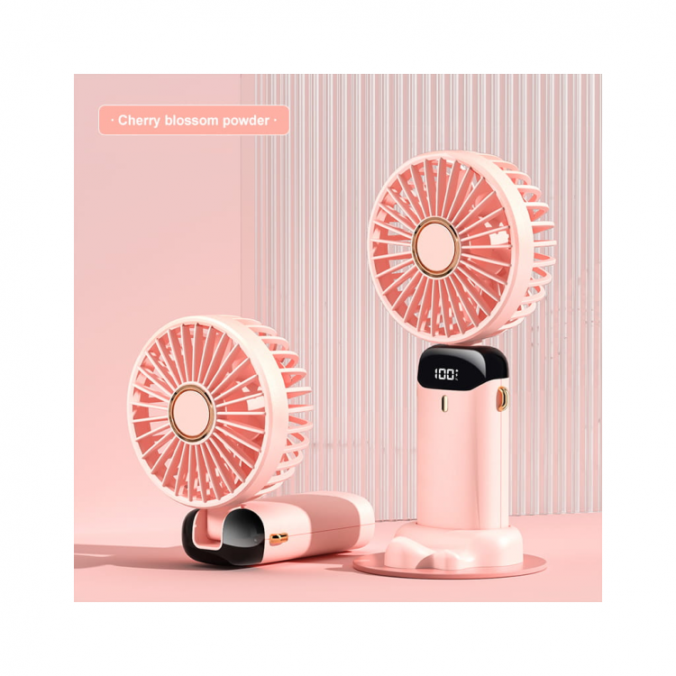 FENY FN-F30 PINK 3-Stage Speed ​​FoldableBody LCD Display Handheld Use Built-in 1200mAh BatteryFan with Type-C Charging Port (1923)