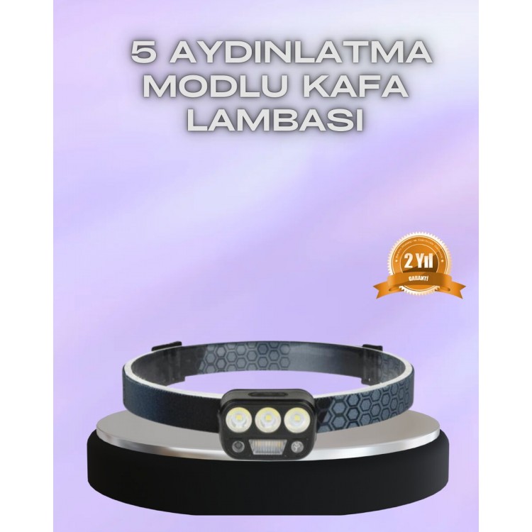 El Hareket Sensörlü LED Kafa Feneri 5 Mod Ayarlanabilir