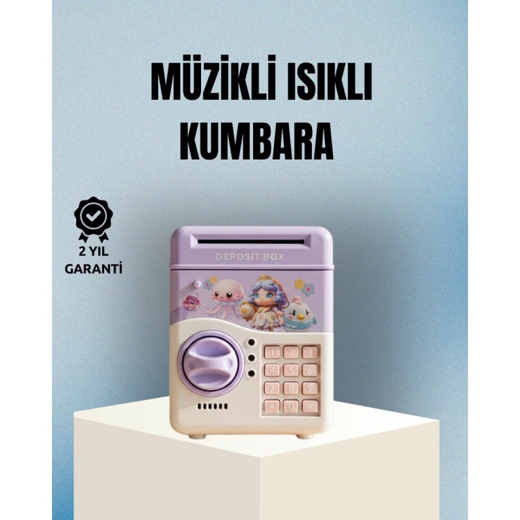 Illuminated Automatic Cash Money Box with Voice Code, Purple
