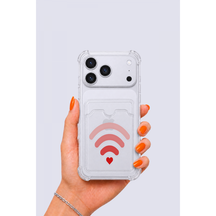 iPhone 17 Pro Max Kartlıklı Aşk Sinyali Desenli Kılıf