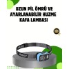 53 Modlu Süper Parlak LED Kafa Lambası Type C Şarjlı Güç Göstergeli
