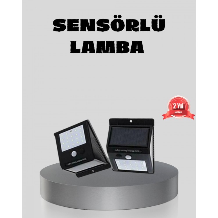 Güneş Enerjili Sensörlü Dış Mekan Duvar Lambası – 3 Modlu 2200mAh Pil 120° Algılama