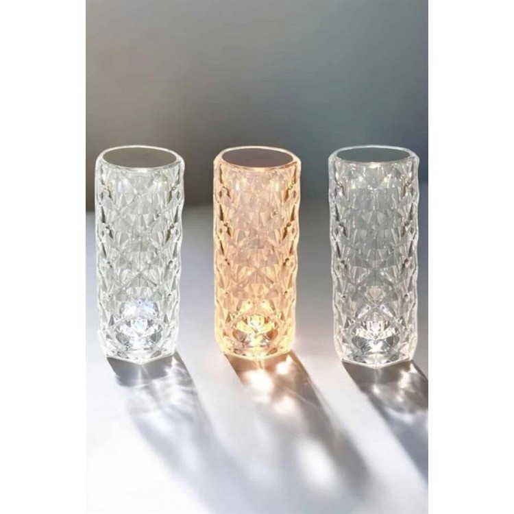 Night Light Crystal Lamp Touch Rechargeable Gift