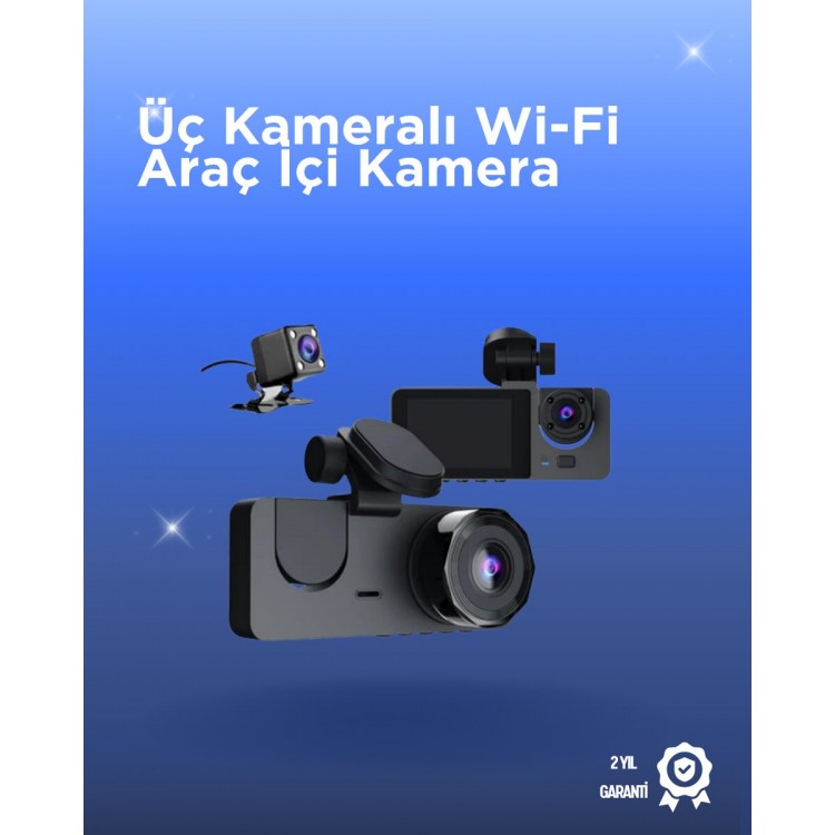 Gelişmiş G-Sensörlü Üçlü Araç Kamerası – 5” LCD Ekran ve Hareket Algılama