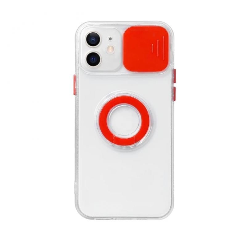 Ally iPhone 12 Mini 5.4inch Sliding CaseCamera Lens Protection Ring Stand Silicone Case-(5775)