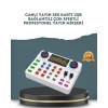 Bluetooth bağlantılı karaoke ve yayın ses kartı, eğlence ve profesyonelliği bir arada sunar. Karaoke performanslarını daha etkileyici hale getirirken canlı yayınlarda da net ve dengeli bir ses sunar.Kablosuz bağlantı özelliği sayesinde arka plan müziği hı