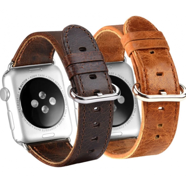 Ally Apple Watch 7-8 41mm 6-5-4 40mm Retro Deri Kordon Kayış 3-2-1 38mm-(5775)