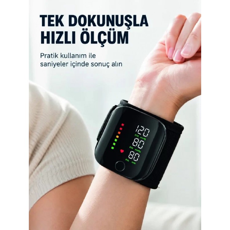 Bilekten Dijital Tansiyon Ölçer Geniş Ekran ve Kolay Okunabilir Gösterge