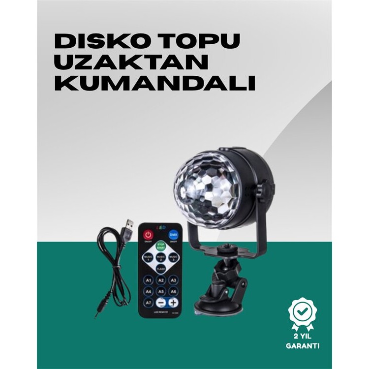 7 Farklı Aydınlatma Modu ve Ses Sensörlü Disko Topu Lambası
