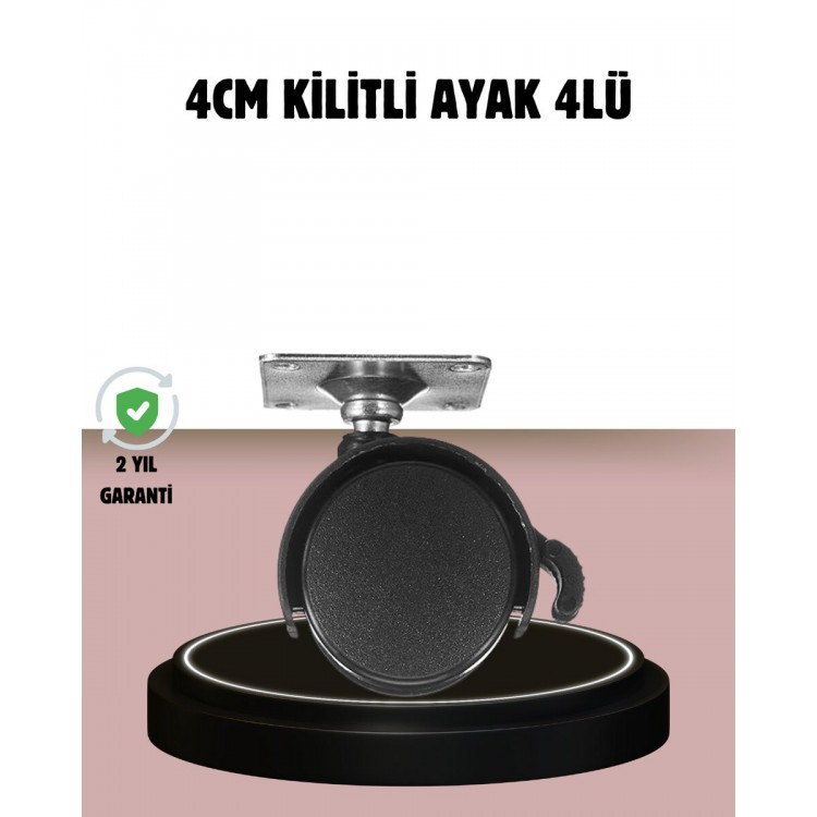 Lockable 4 cm Wheel Foot Set of 4 FloorKoruyucu