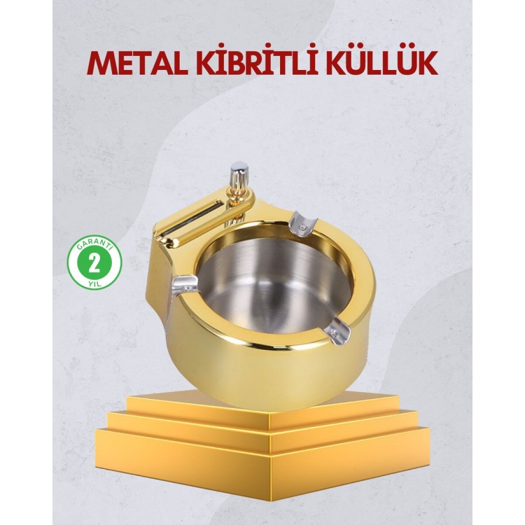 Paslanmaz Çelik Küllük Çakmaklı Masa Üstü Kullanım