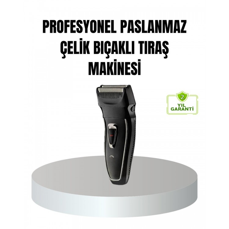 Profesyonel Şarjlı Saç ve Sakal Tıraş Makinesi – Çelik Bıçaklı Ayarlanabilir Başlıklı Kablosuz