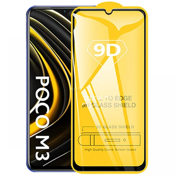 ALLY Xiaomi Poco M3 9D Full Glue TemperedGlass Screen Protector-(5775)