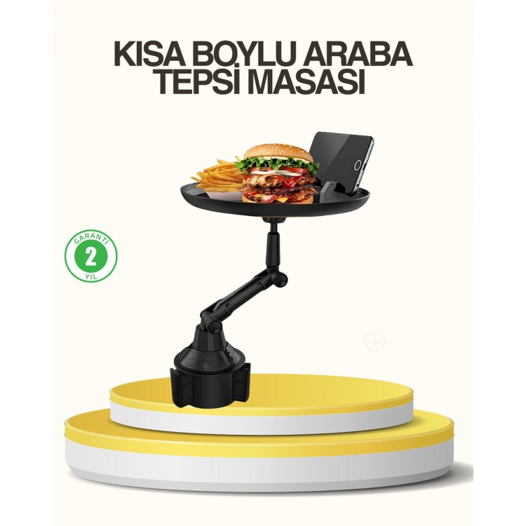 Car Cup Holder Tray 360° Rotatable Arm Adjustable WideWith Dining Area