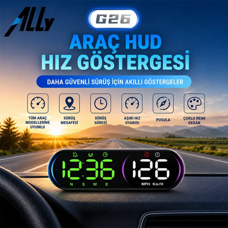 Ally HUD G26 GPS Head Up Display HUD Dijital Hız Göstergesi-(5775)