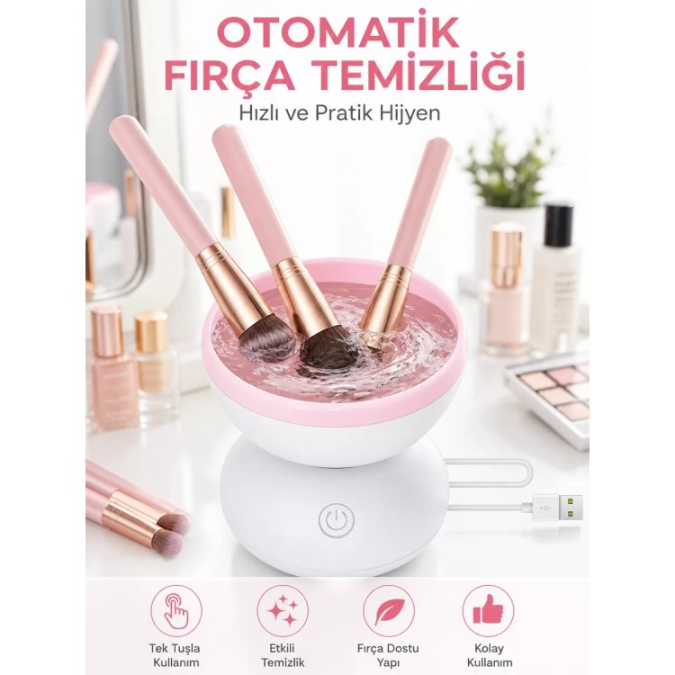 Otomatik Makyaj Fırçası Temizleyici USB Destekli Taşınabilir Cihaz Yeni Nesil