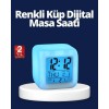 Digital Cube Table Clock with Color Changing LED Alarm