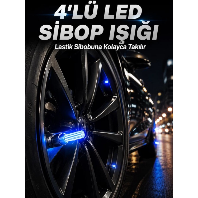 4'lü Araç Sibop LED Işığı Otomatik Açılan Lastik Işığı Seti