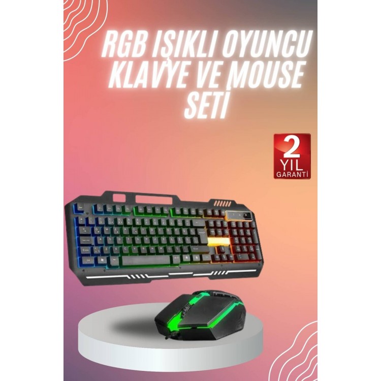 RGB Lighted Gaming Keyboard Q Keyboard MouseHediyeli
