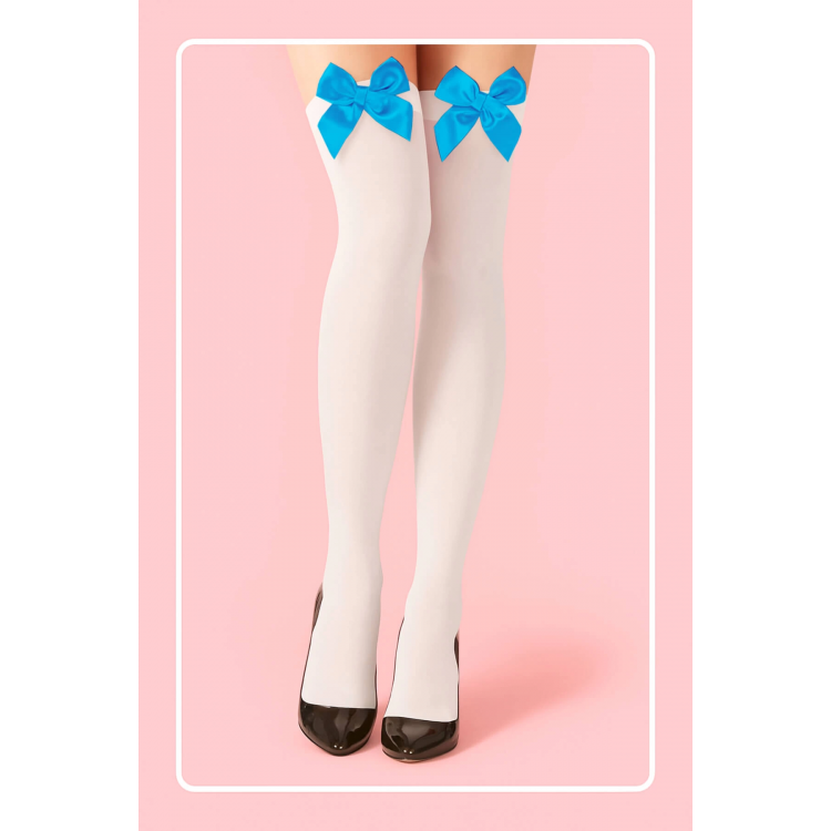 White Garter Stockings with Blue Bow TM1381