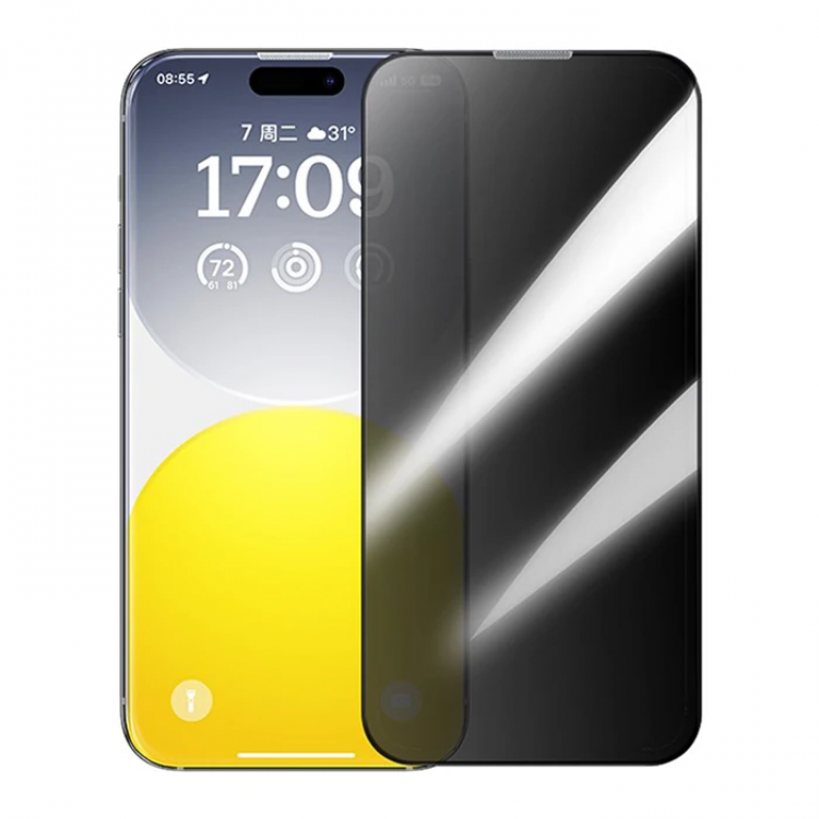 Baseus Corning iPhone 15 Pro Max Privacy GhostFull Protection Tempered Glass Screen Protector-(5775)