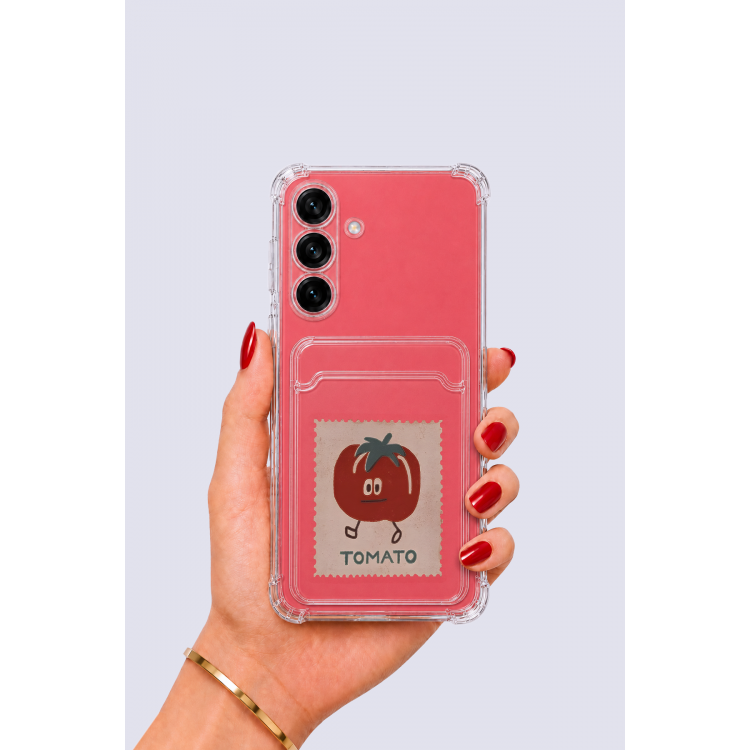 Samsung Galaxy S25 Kartlıklı Tomato Desenli Kılıf
