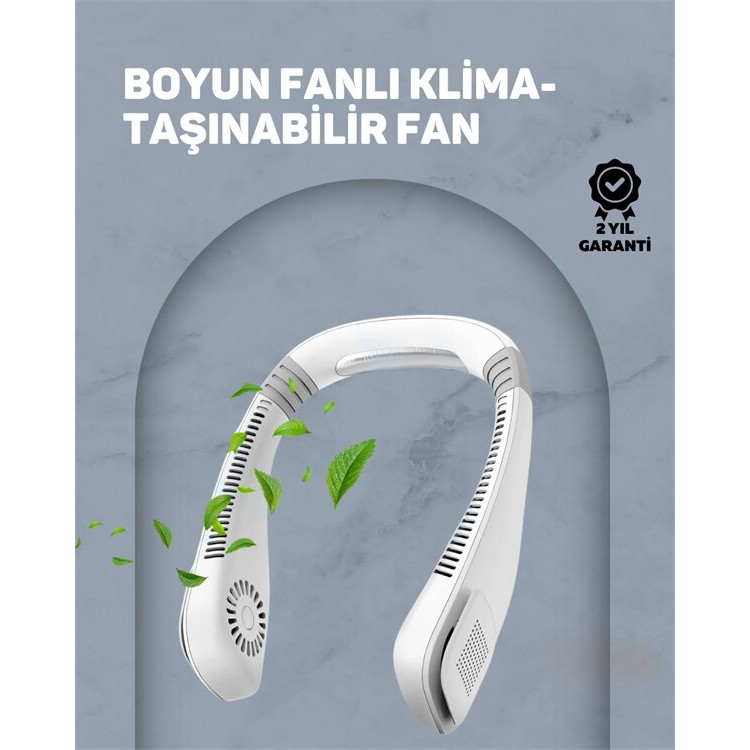 USB Şarjlı Giyilebilir Fan | 5 Kademeli Rüzgar Hızı Sessiz Turbo Soğutma 360° Hava Sirkülasyonu